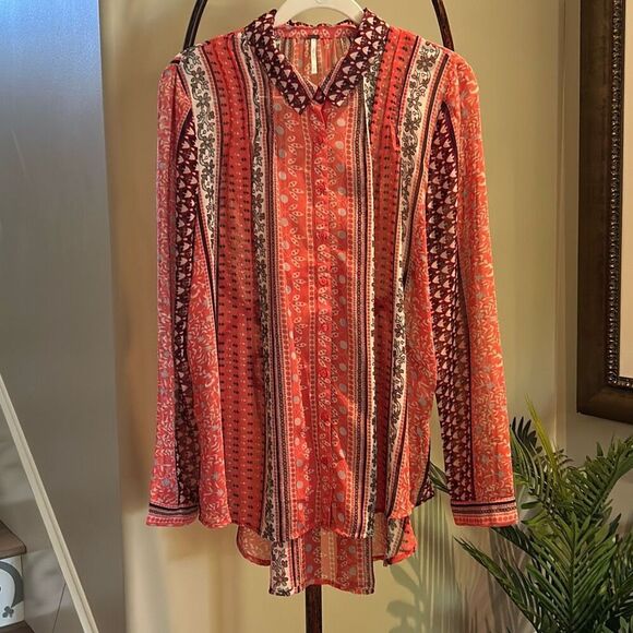 FREE PEOPLE Sheer Blouse Large - Picture 2 of 8